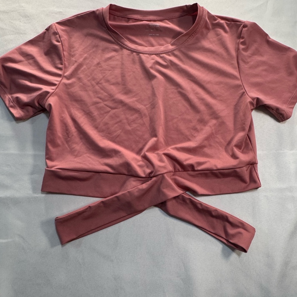 Seamless Tie Front Cropped Active Top Gym Athleisure Sculpt Fit